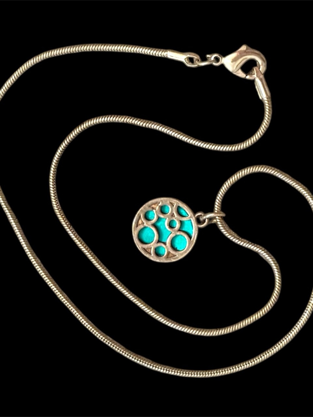 Silver Cyberpunk Necklace with Electric Blue Pendant